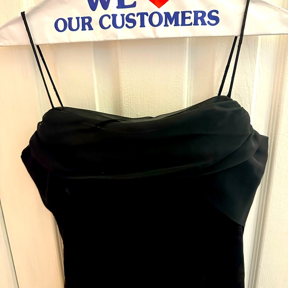 Black spaghetti strap formal dress.  Size 8.  Hemmed for 5’4” person.